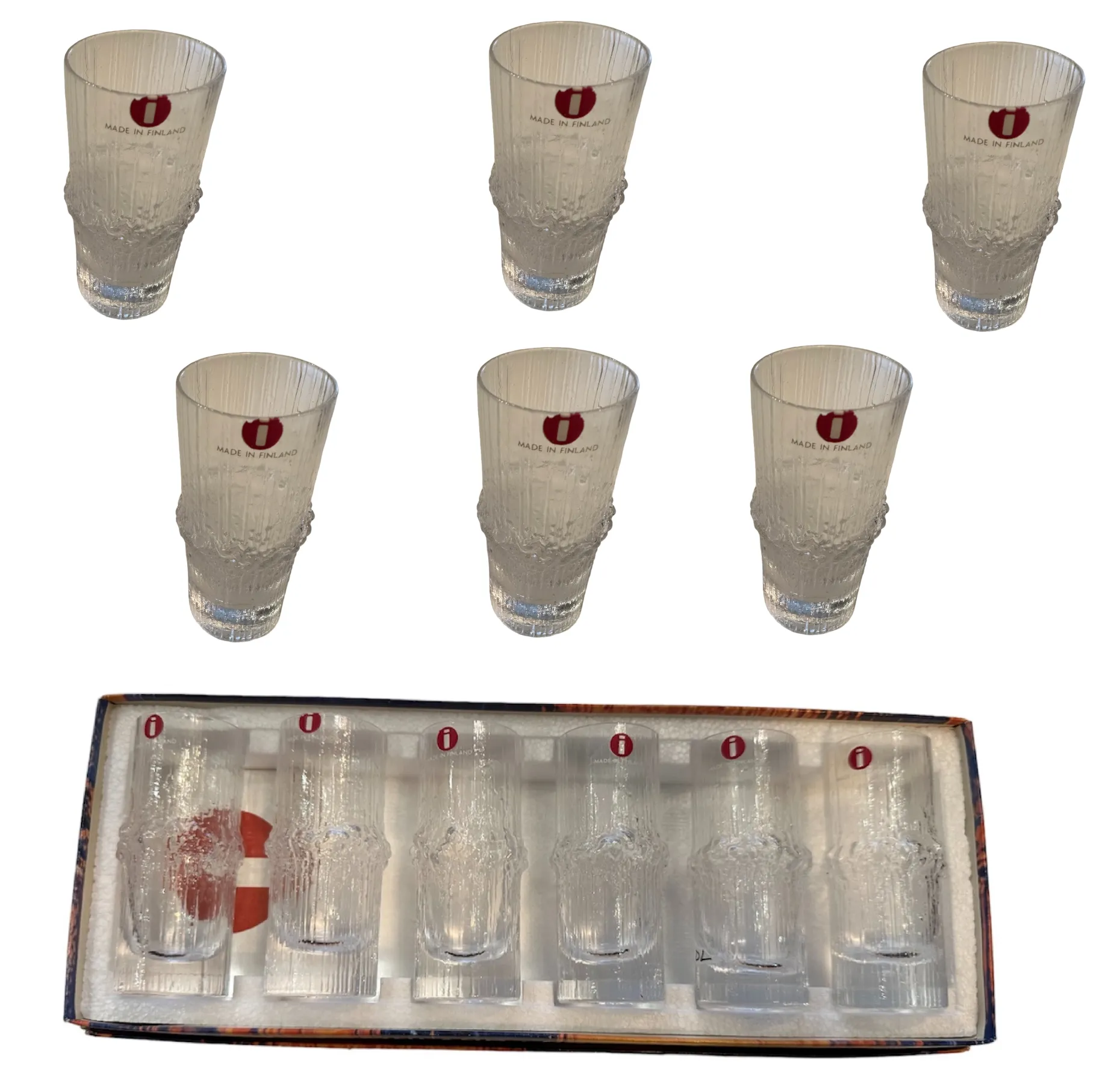 6个古董tapio wirkkala玻璃杯，表面光滑