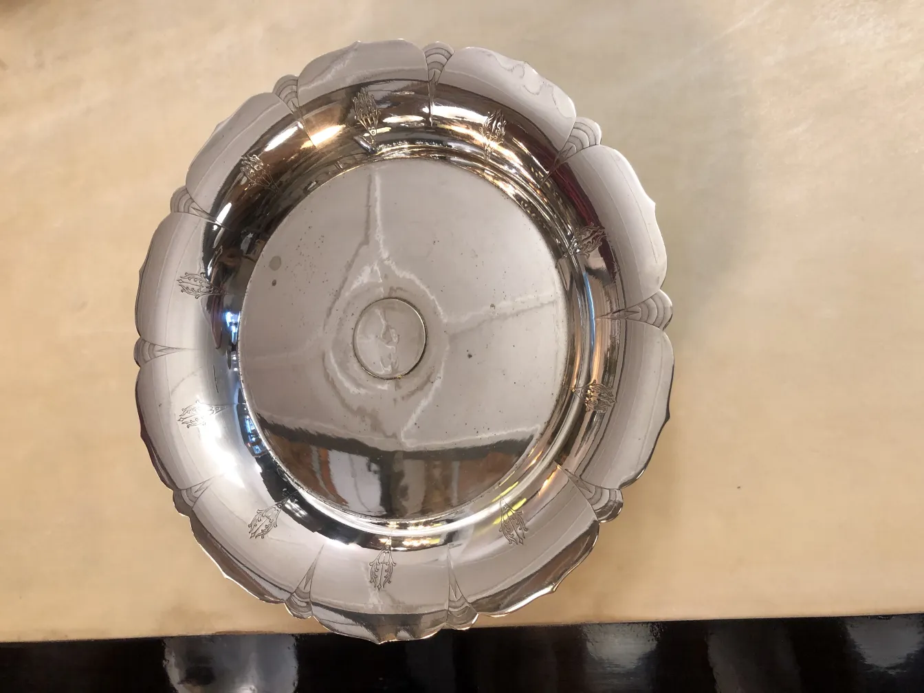 Antique pastry plate with floral design.