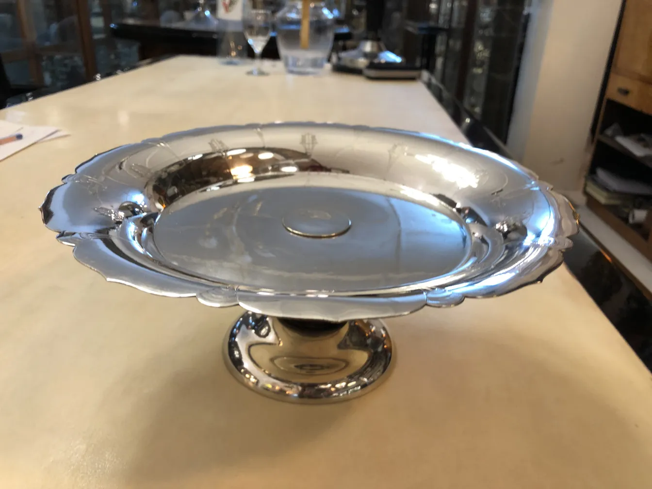 Antique pastry plate with decorative edges, elegant design