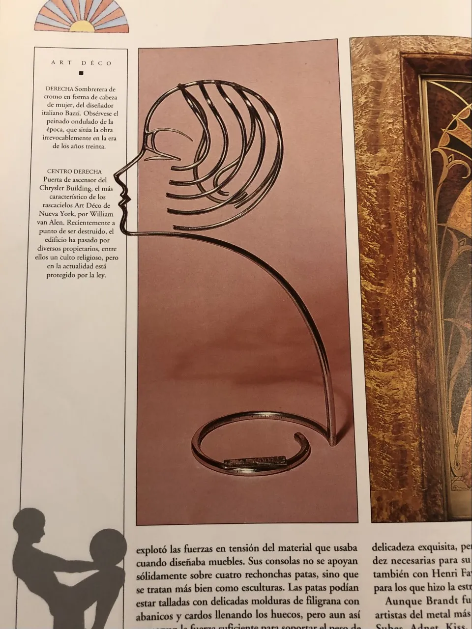 Antike Skulptur mit Kopfdessin einer Frau im Art-Déco-Stil.