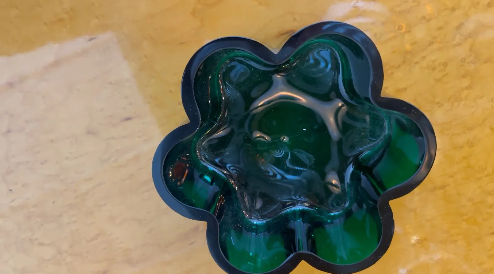 antique centerpiece in dark green flower shape