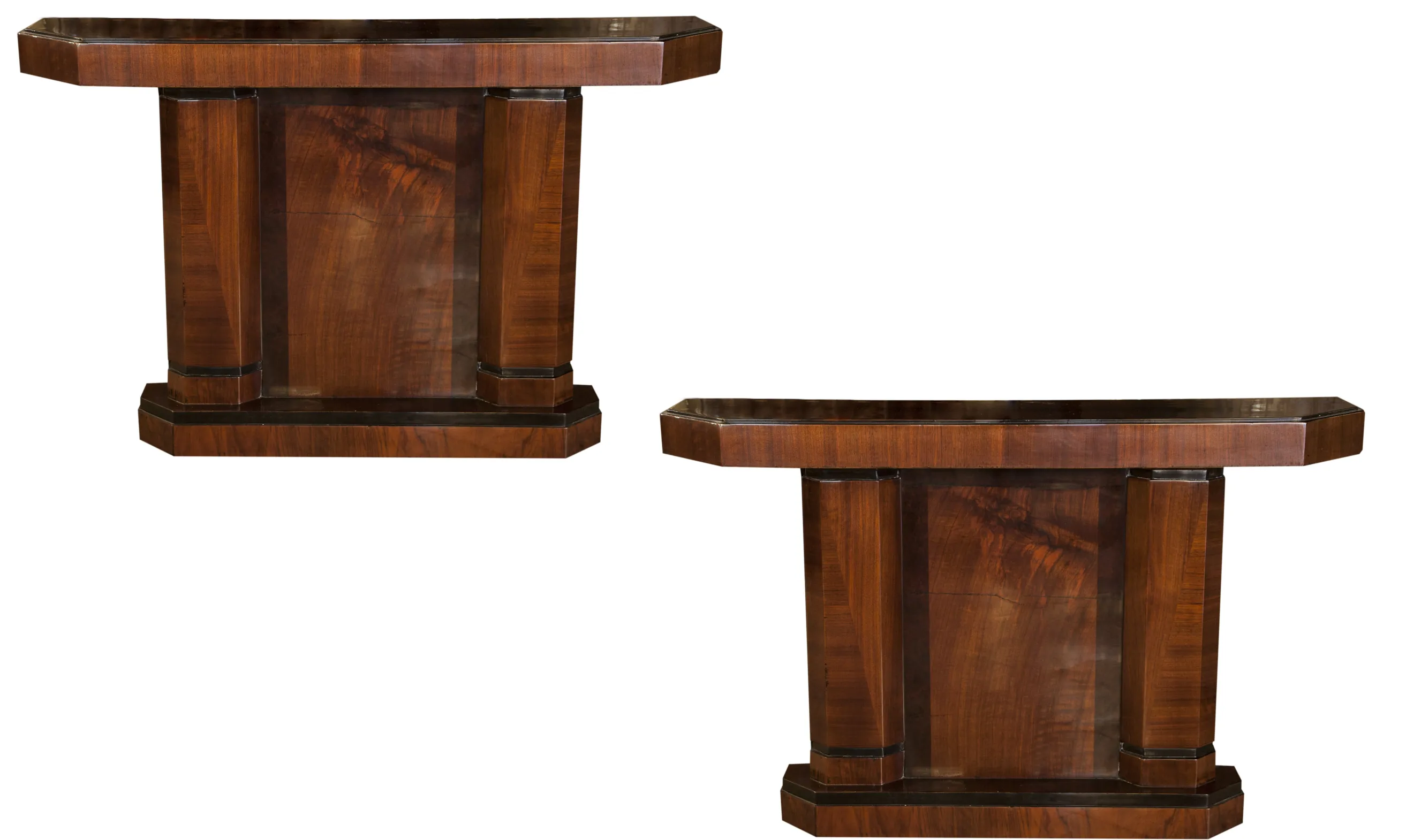 two antique consoles with elegant finish and details