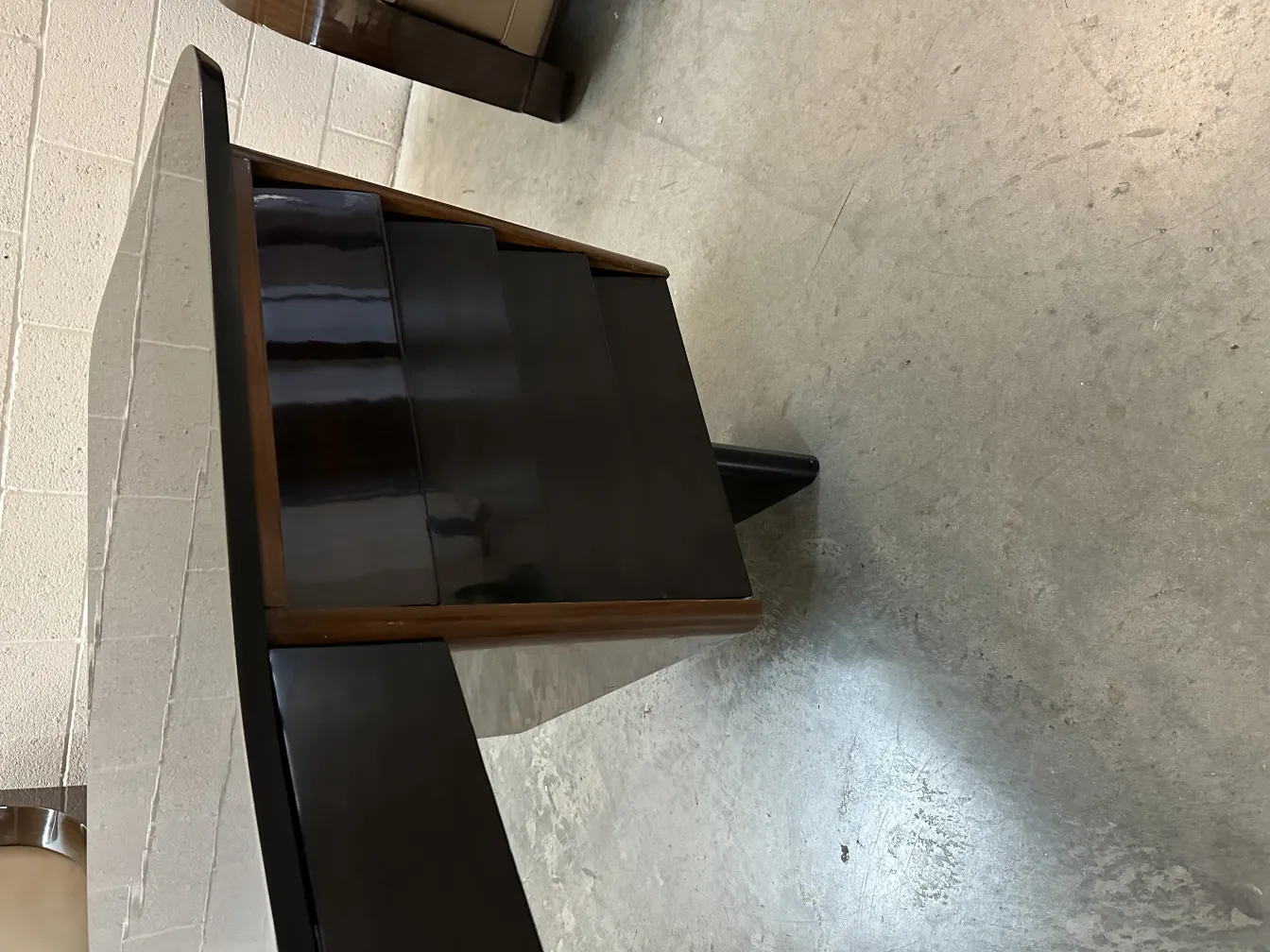 antique desk with a polished finish and subtle details