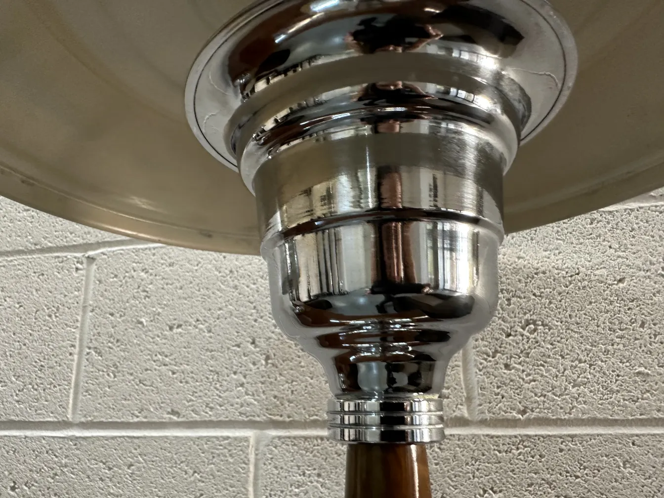 Detailed view of 2 antique table lamps with elegant finish