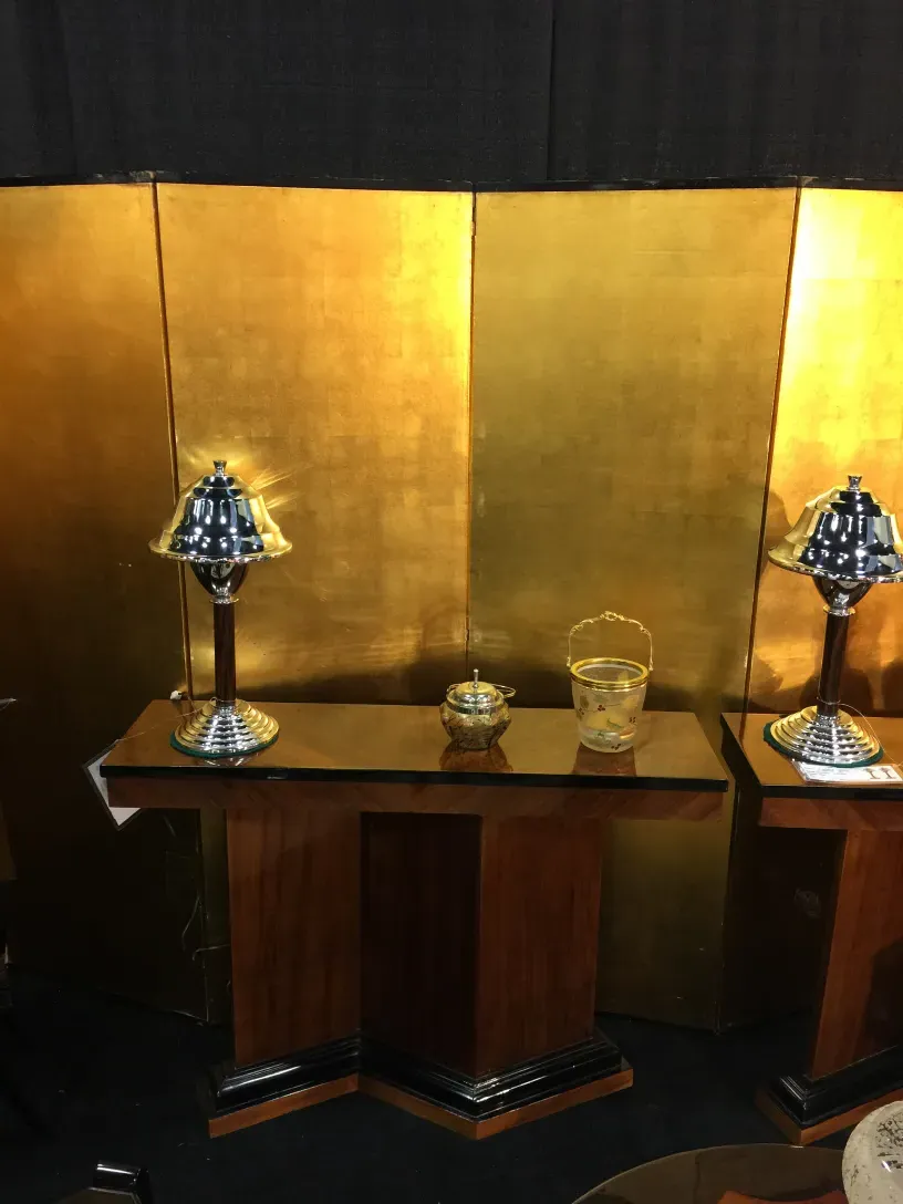 Antique table lamps with decorative details in an elegant setting