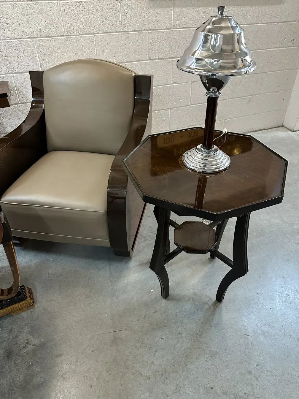 two antique table lamps with elegant base and shade