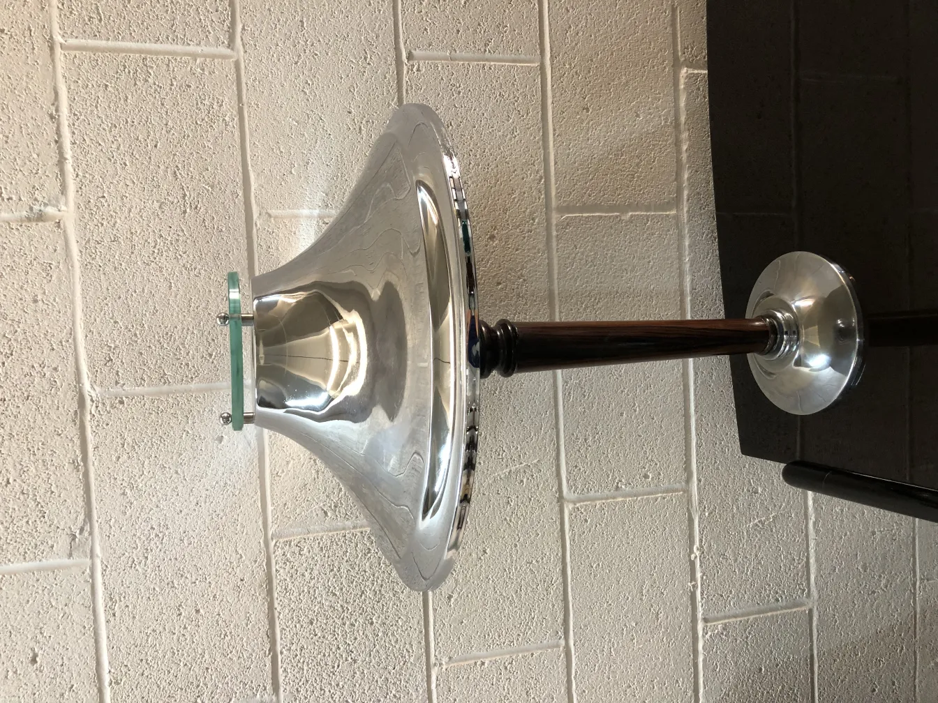 antique table lamp with shiny finish in modern setting