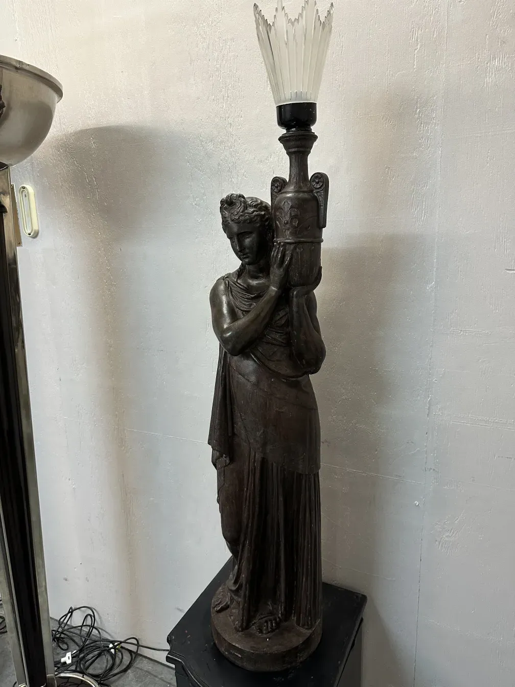 two antique floor lamps, classic design and decorative style in a room