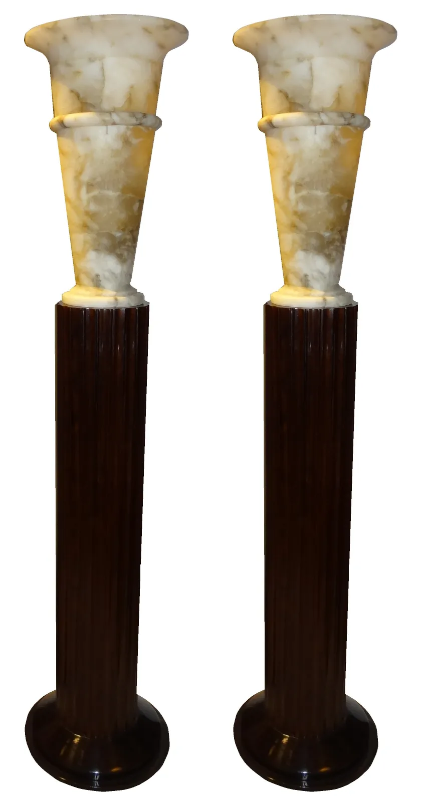 Set di 2 lampade da terra antiche con basi decorative