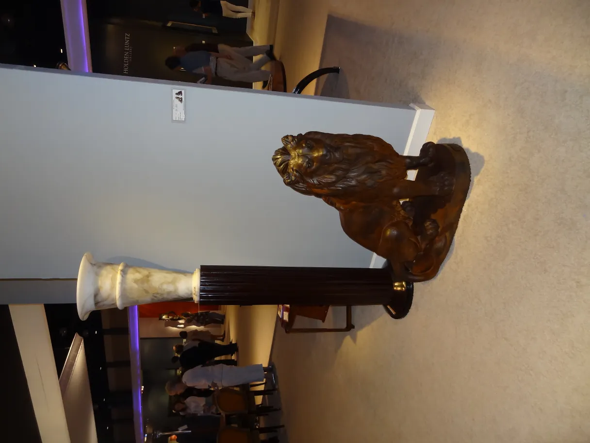 2 antique floor lamps with lion bases