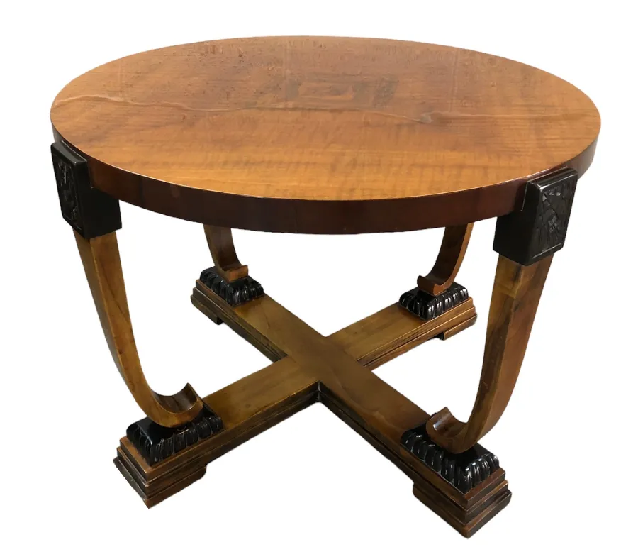 एंटीग कॉफी टेबल, गोल आकार, सजावटी पैर, आरामदायक सेटिंग