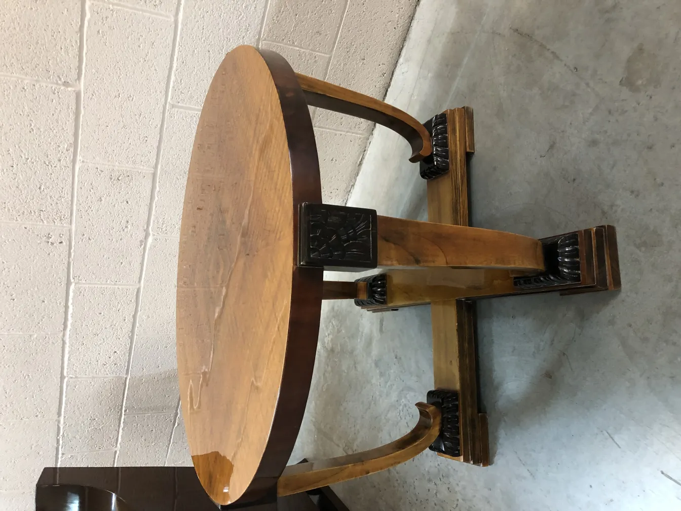 antique coffee table with detailed base