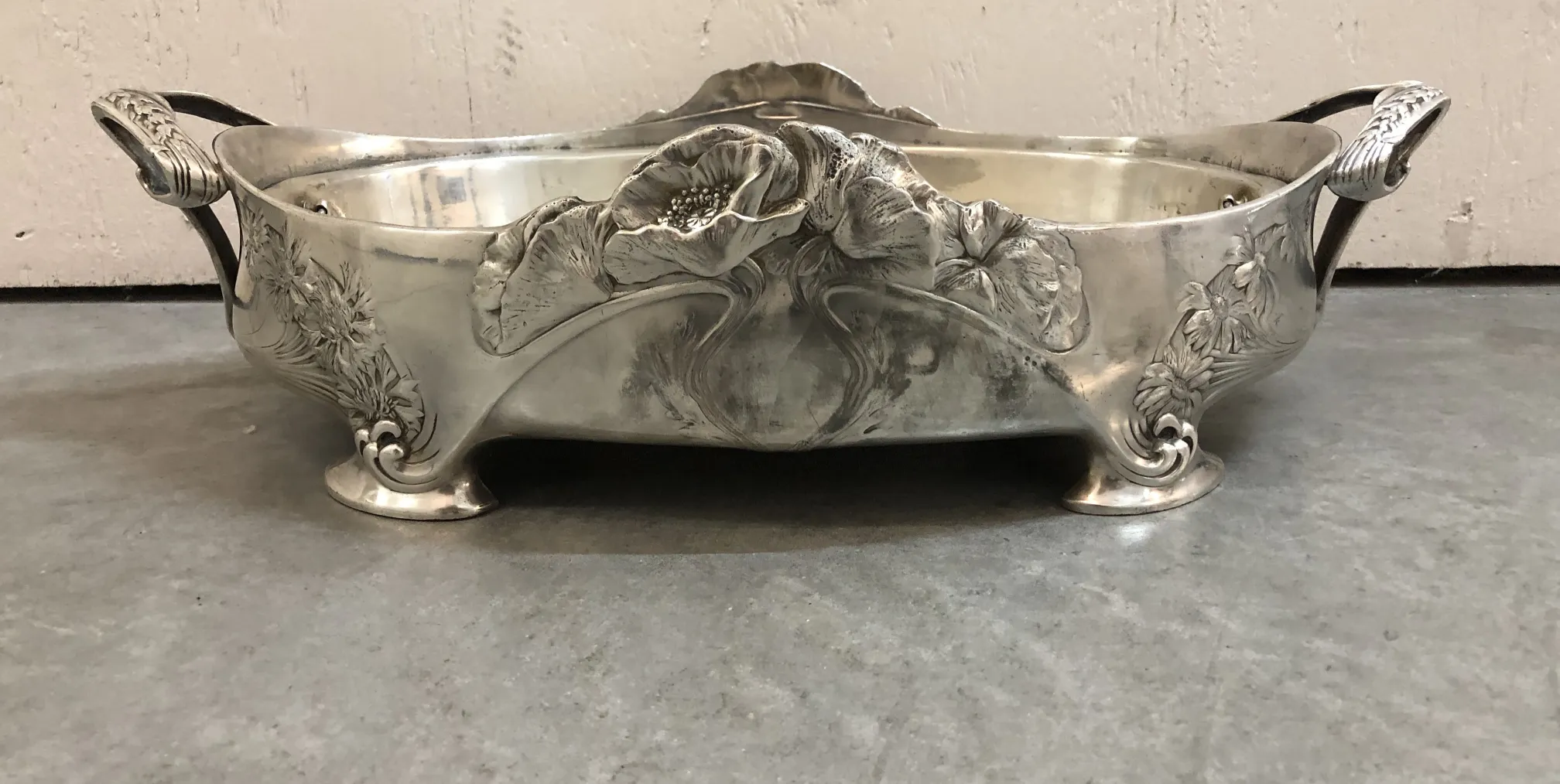 antique Gallia centerpiece with floral designs