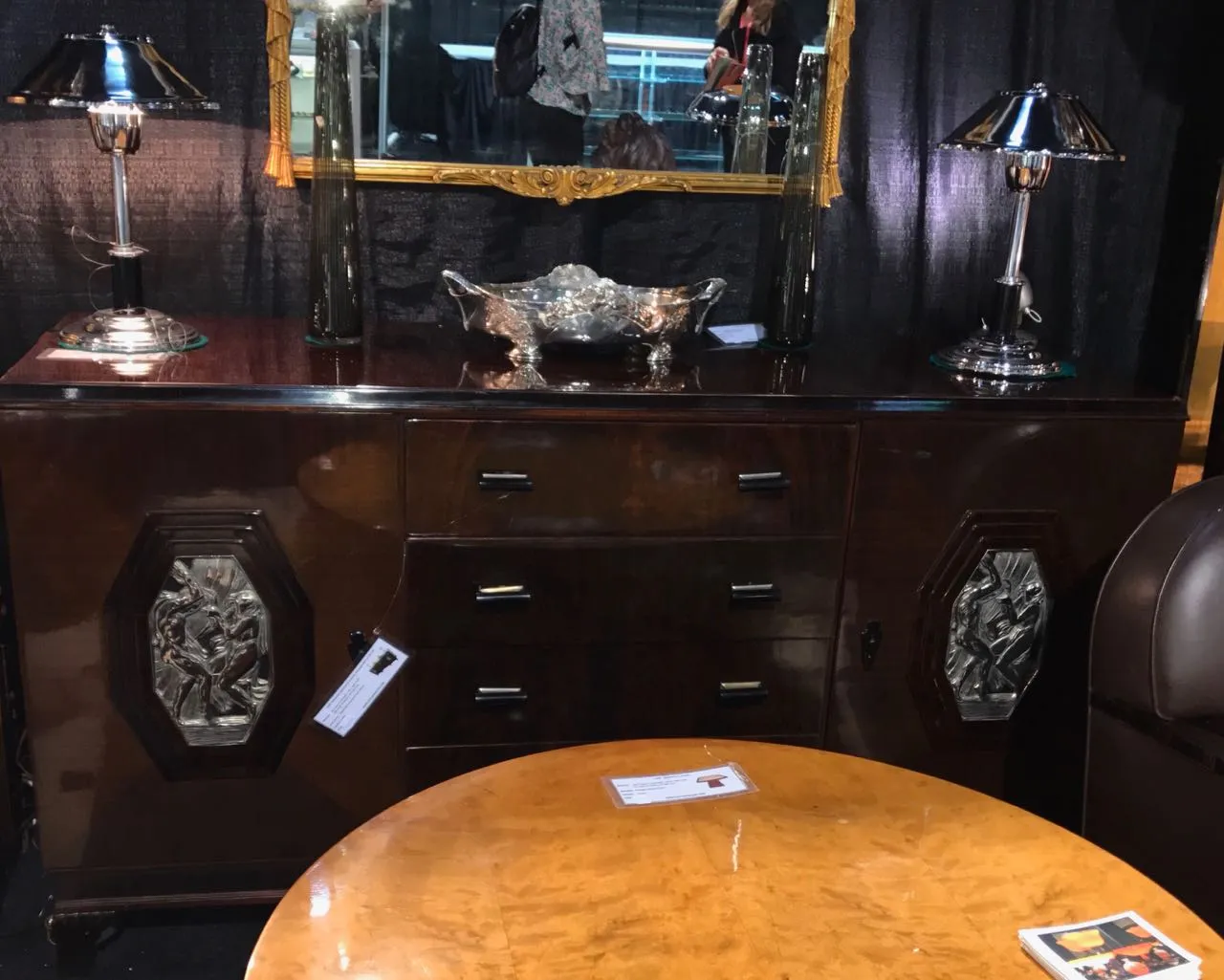 centro de mesa antigo gallia metal-4343 com detalhes decorativos