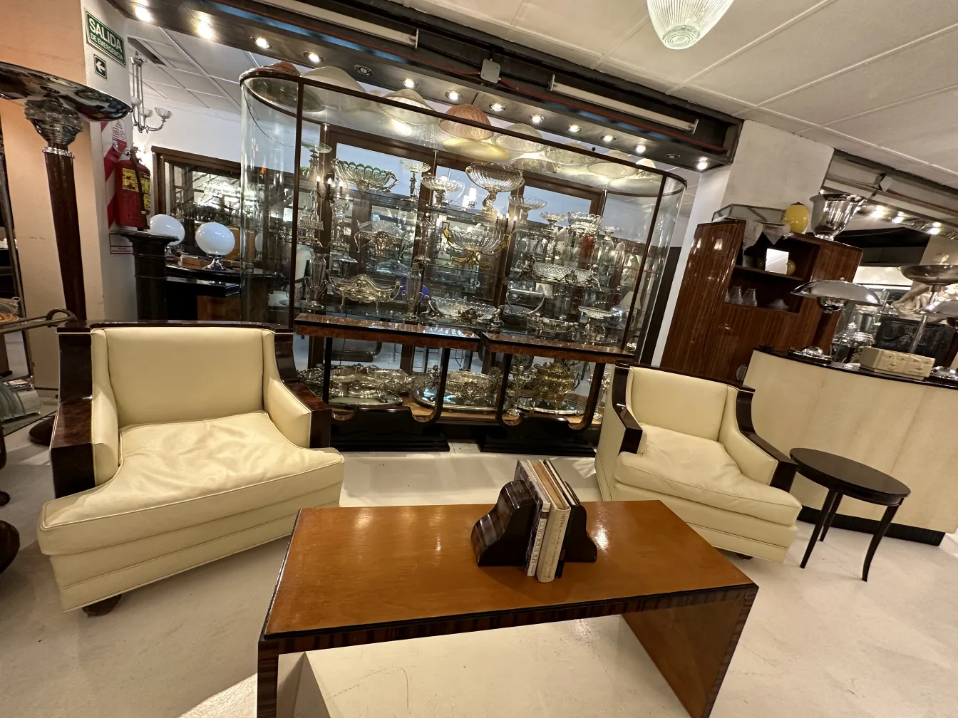 Fermalibri antichi in stile Art Nouveau, decorativi in un ambiente di antiquariato.