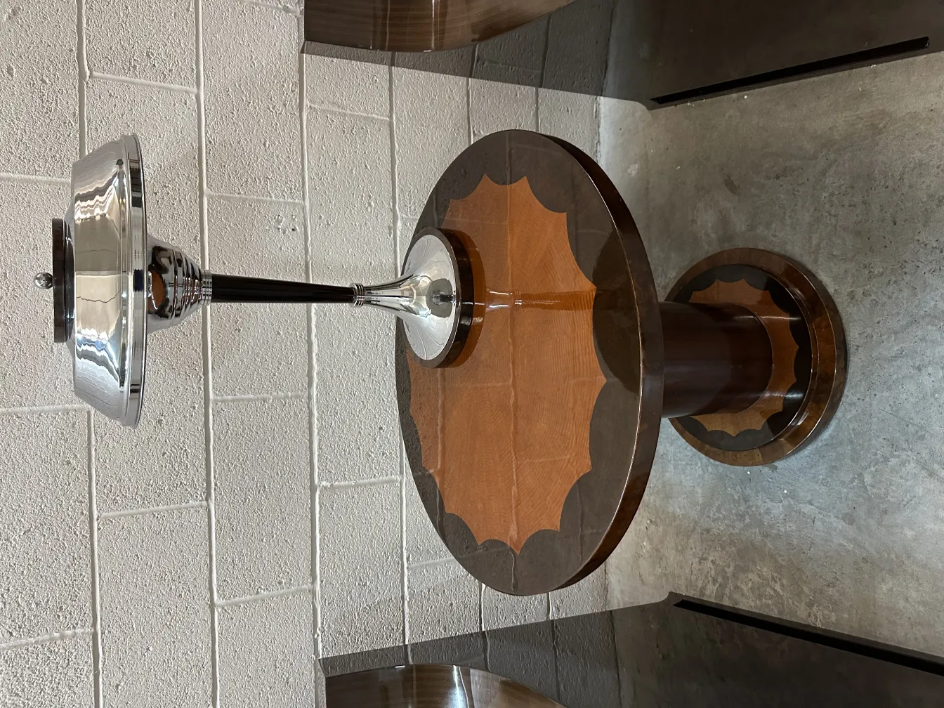 Antique round small table with decorative top