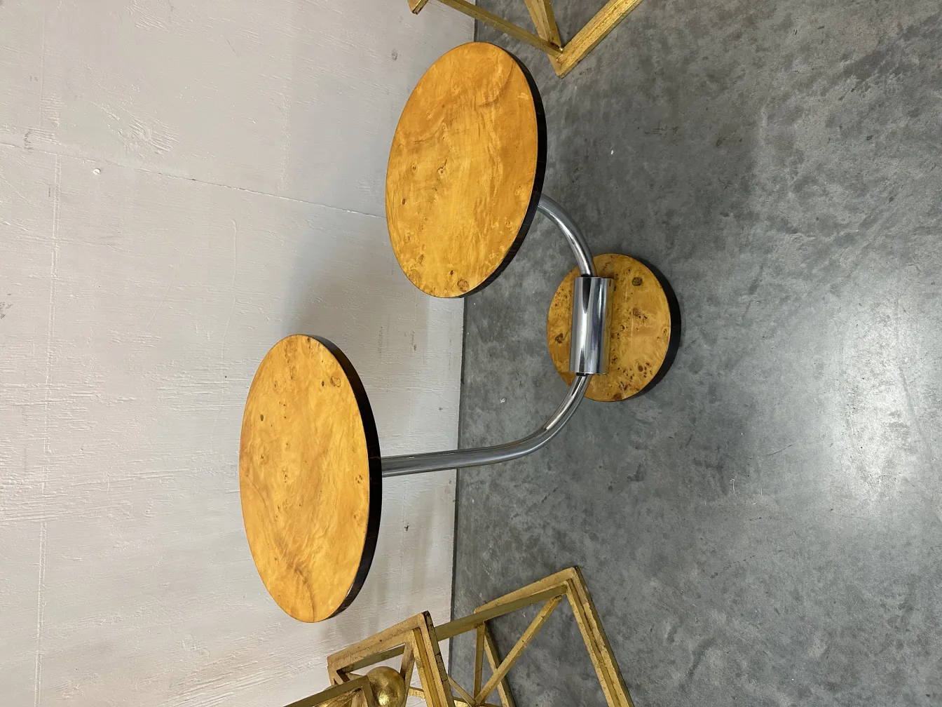 antique small table with curved legs and round surface