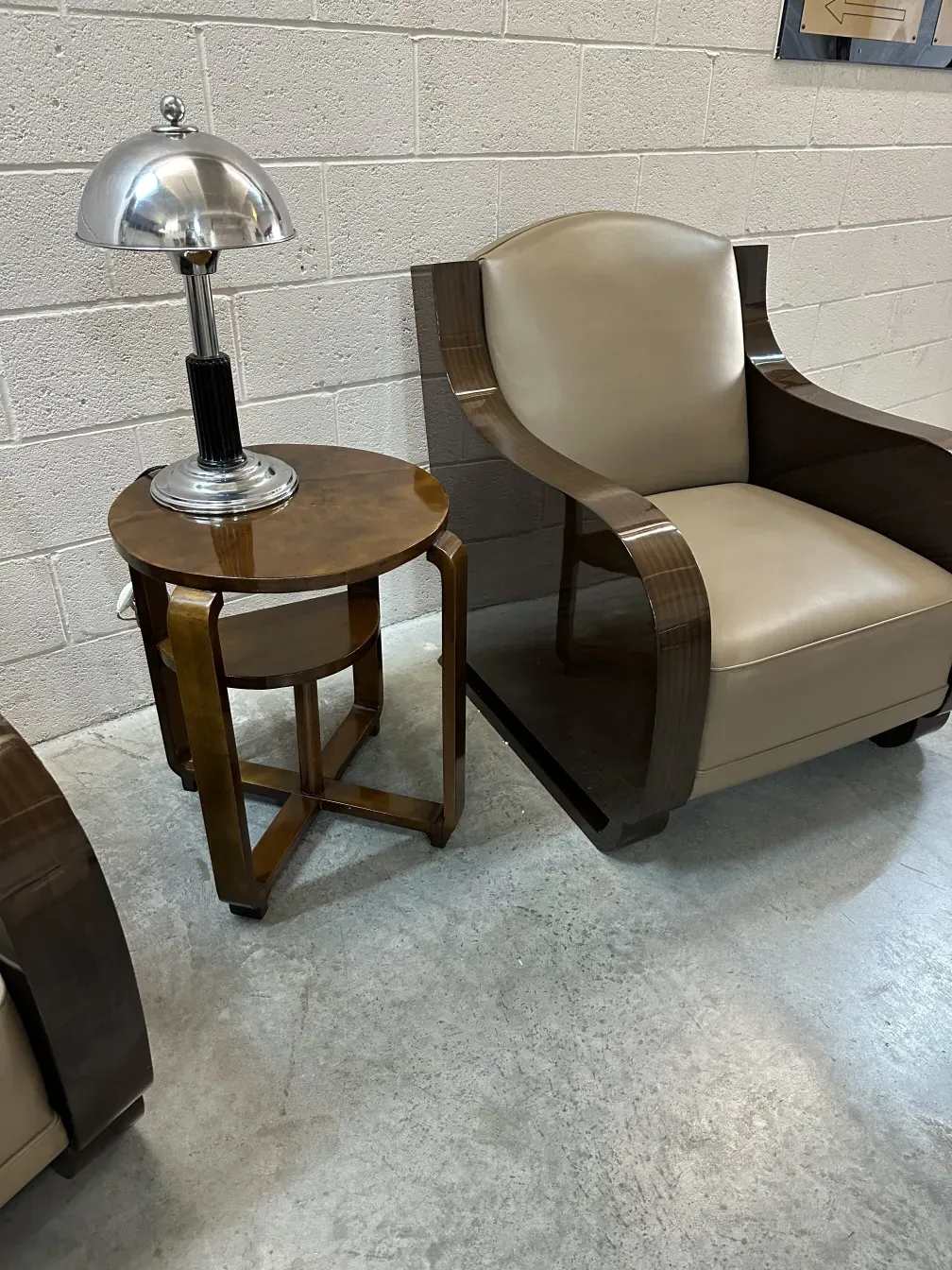 antique small table in a cozy setting with a lamp