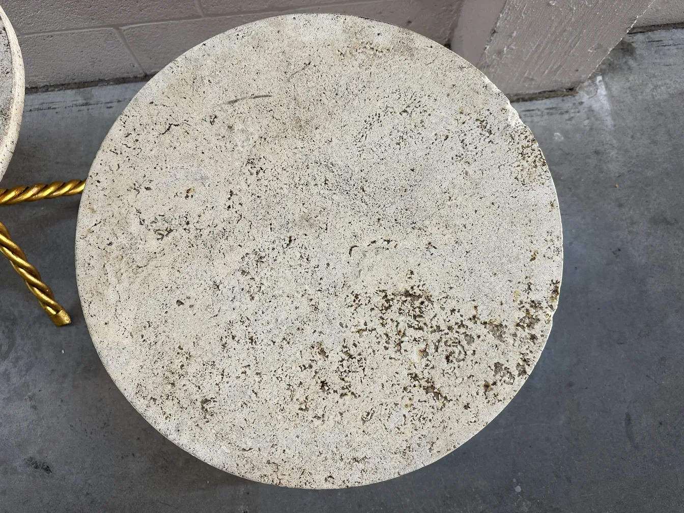 Top view of two small antique decorative tables