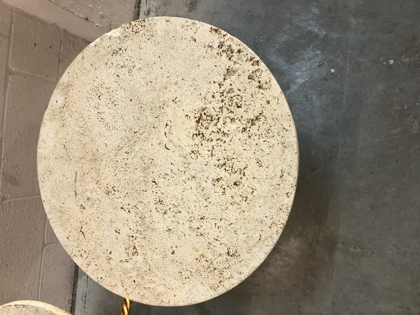 Top view of 2 antique small tables with a clear surface.