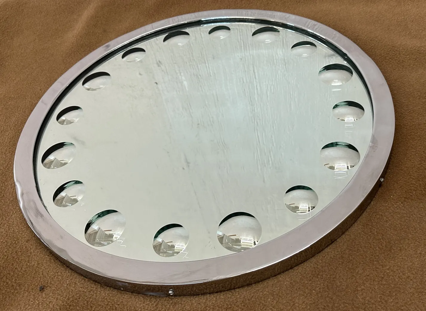 Antique round mirrors with decorative appearance and circles