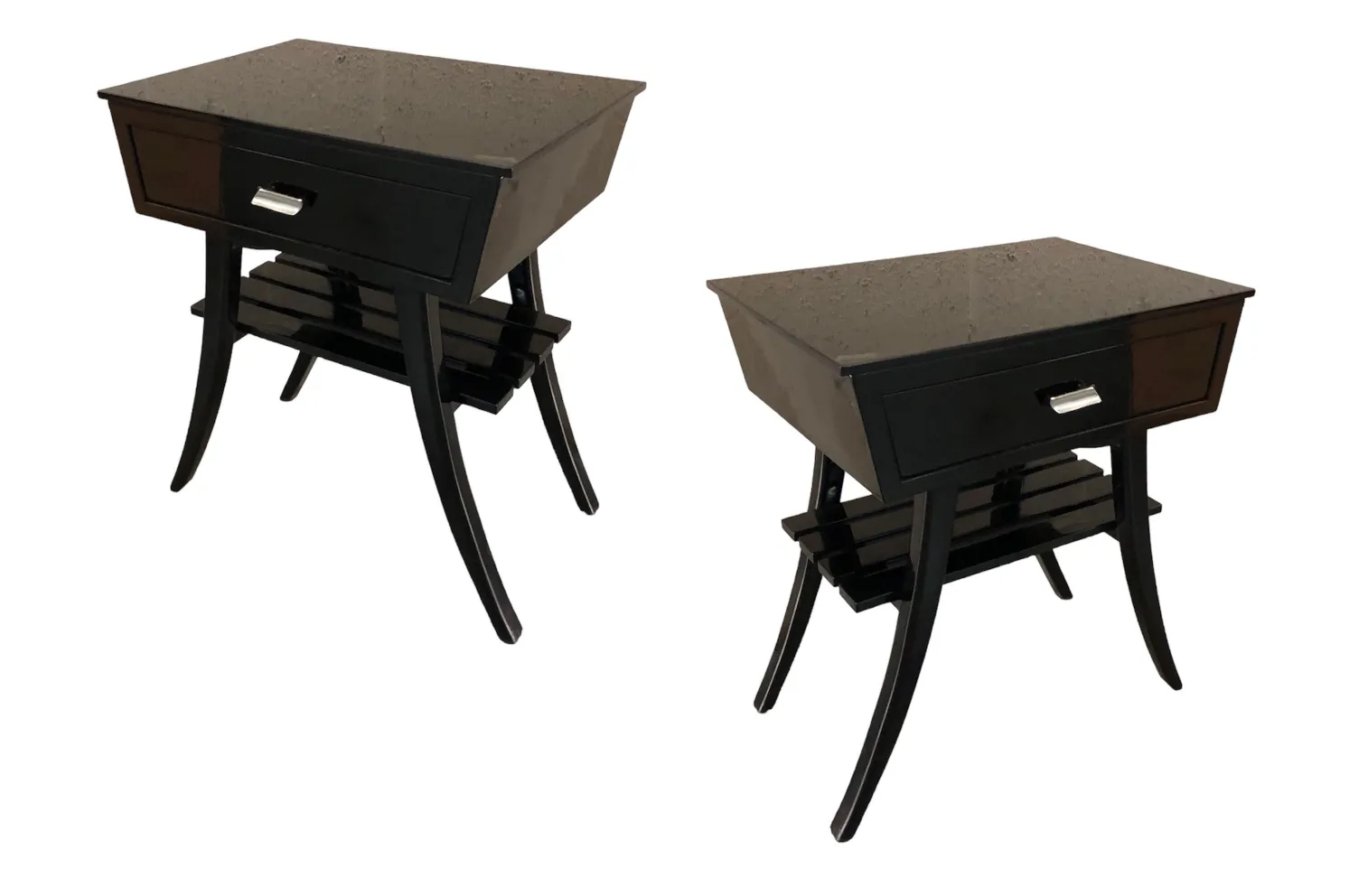 antique black bedside tables with drawer and shelf