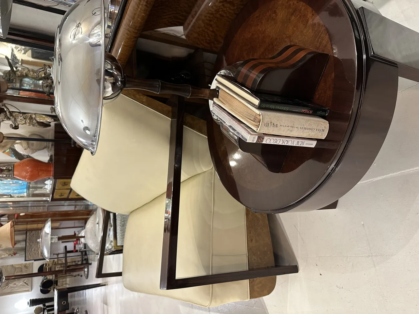 Antique decorative bookends with books on a table