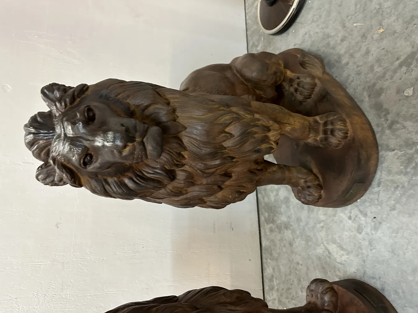 detailed antique sculpture of 2 lions, A. Durenne