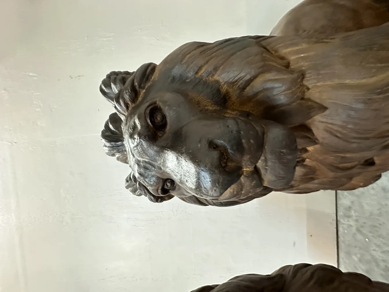 sculpture of 2 lions with details in the environment