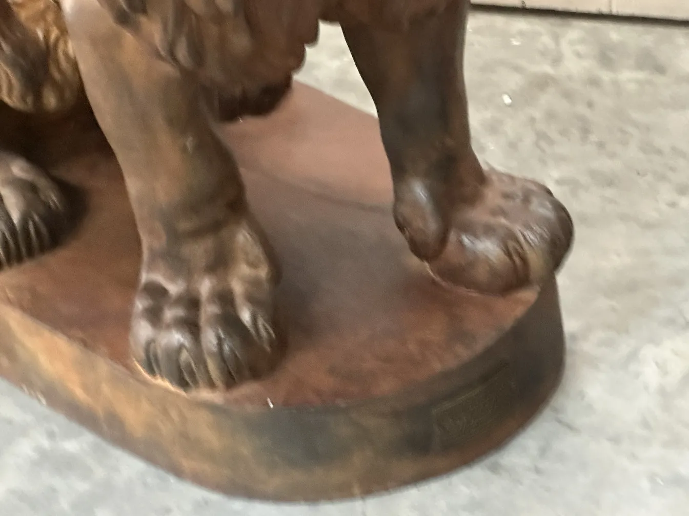 two lions in pose, antique sculpture by a. durenna