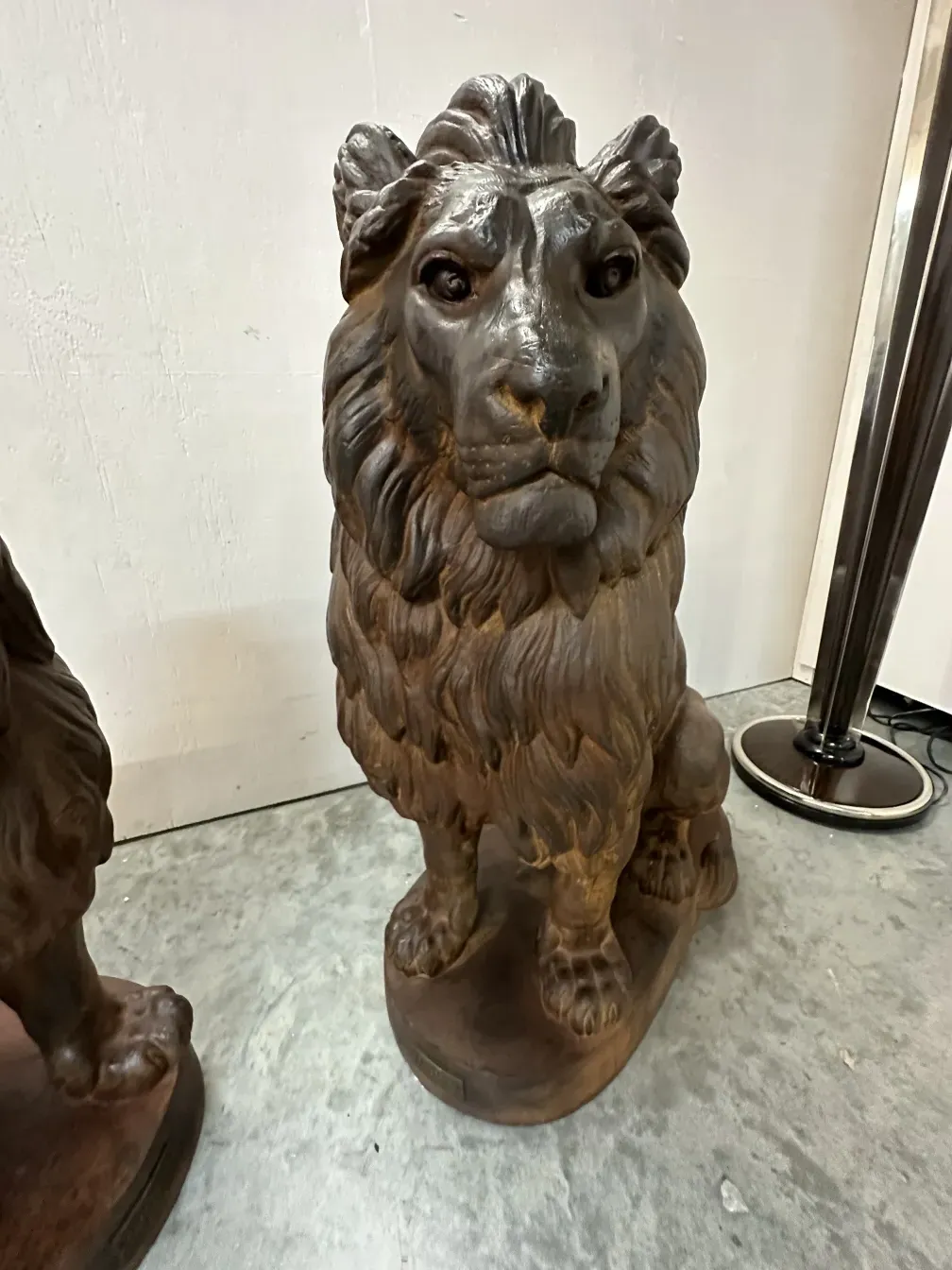 sculpture of two lions, antique details, A. Durenne, neutral background