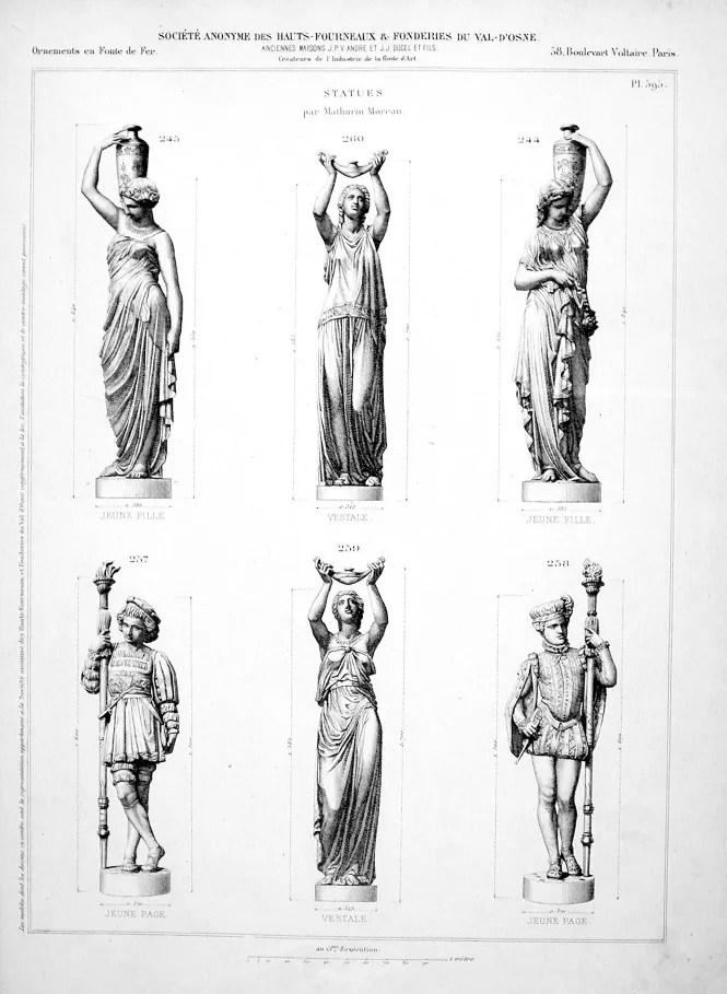 escultura antigua de Val D´Osne con figuras clásicas y detalles elegantes