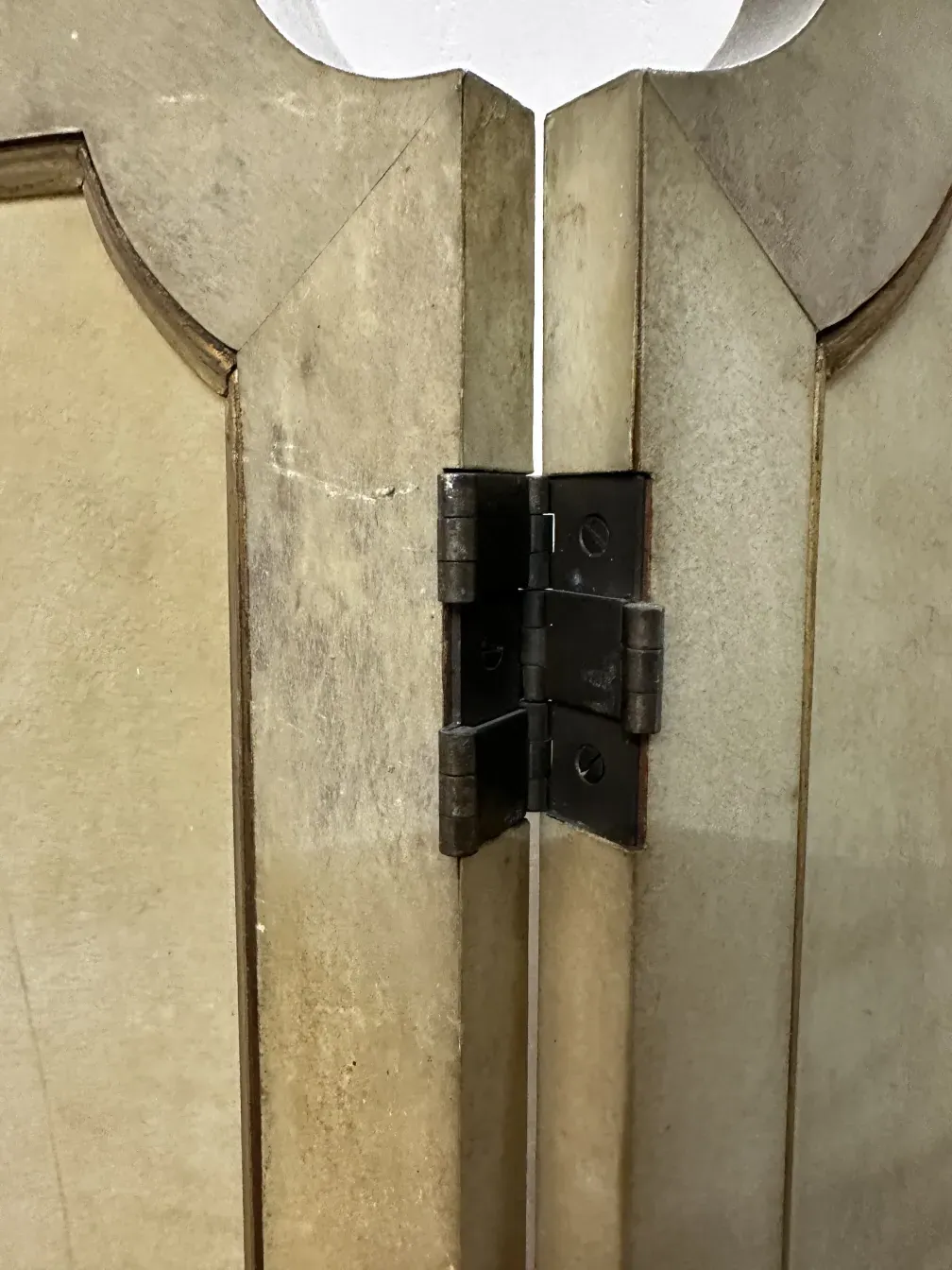 vintage folding screens with visible hinges, decorative