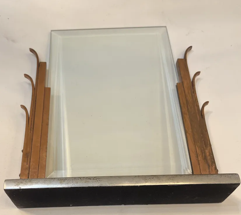 porta-retrato antigo com vidro e base de suporte