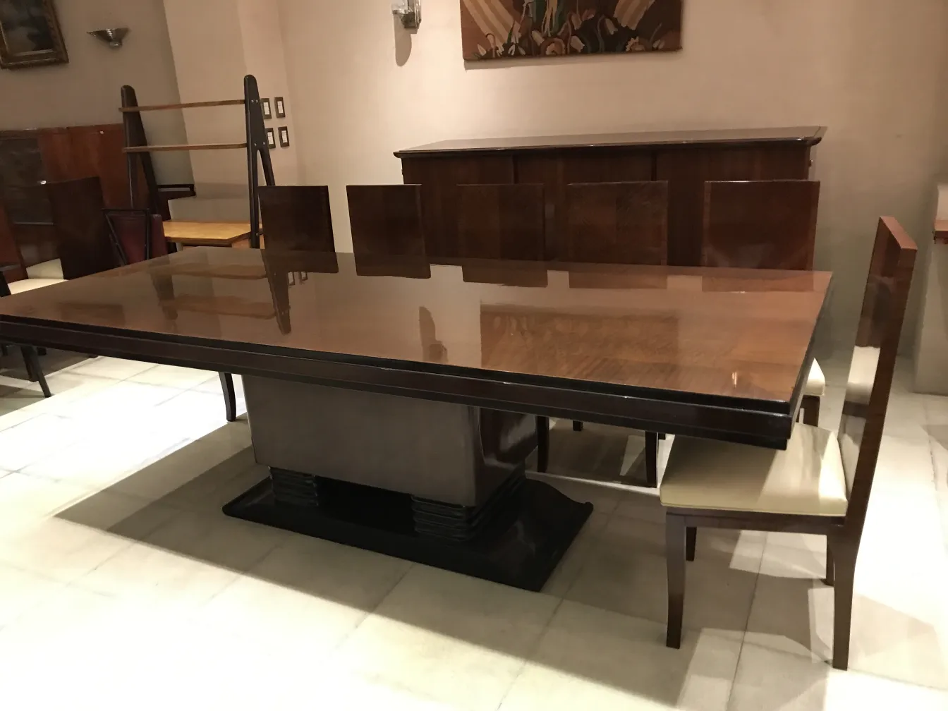 mesa de comedor antigua para diez personas con sillas
