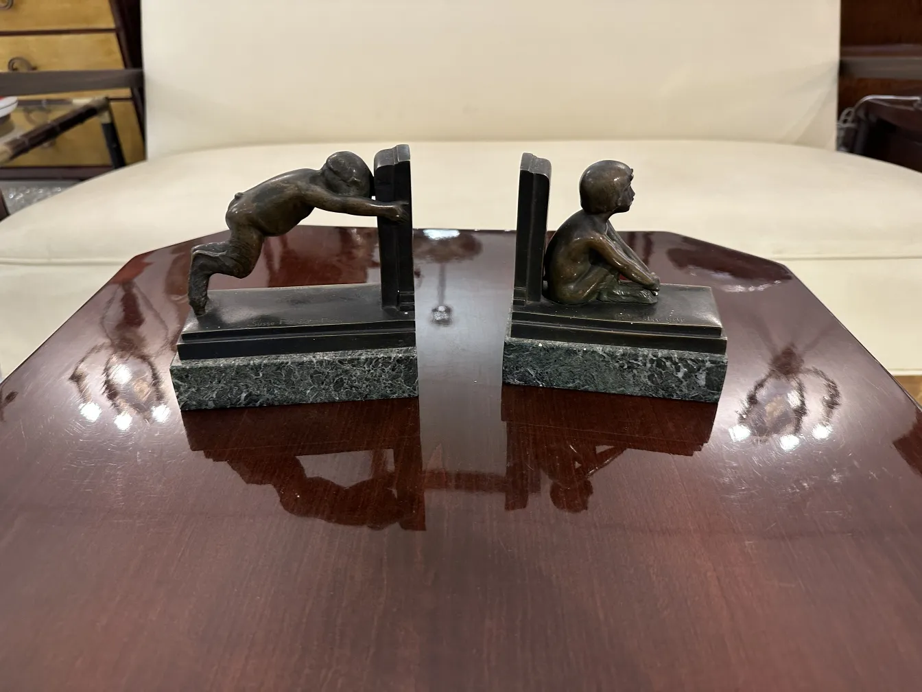Bookends with figures in Art Nouveau style