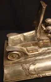 Antique WMF inkwell designed as a car with unique details.