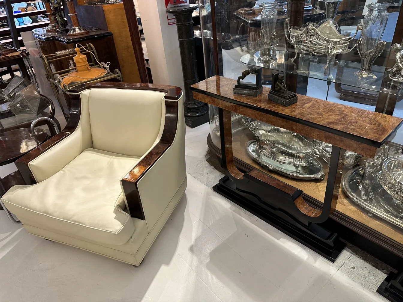 Antique wooden bookends in a classic setting.