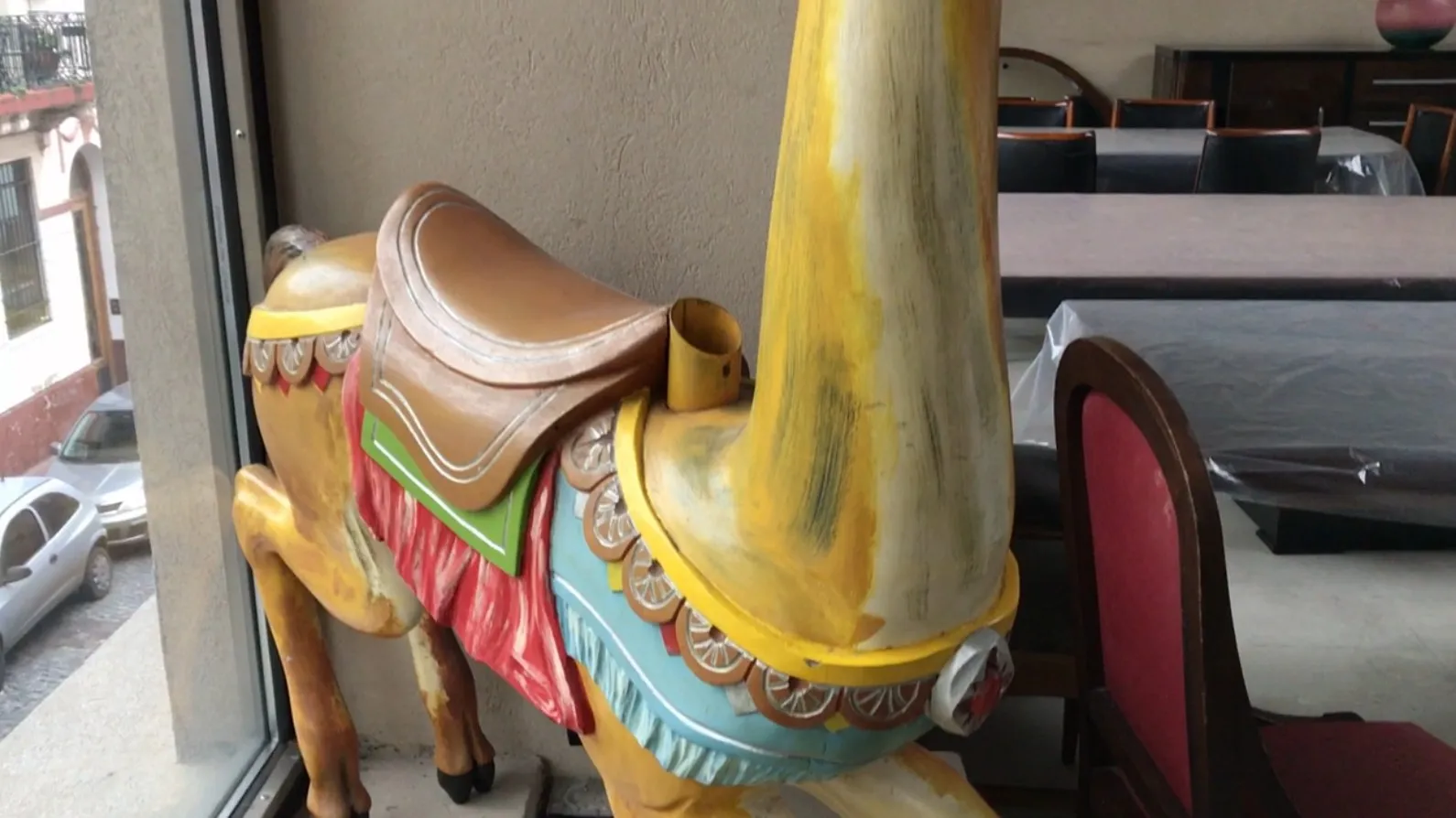 Antique decorative llama with colorful details