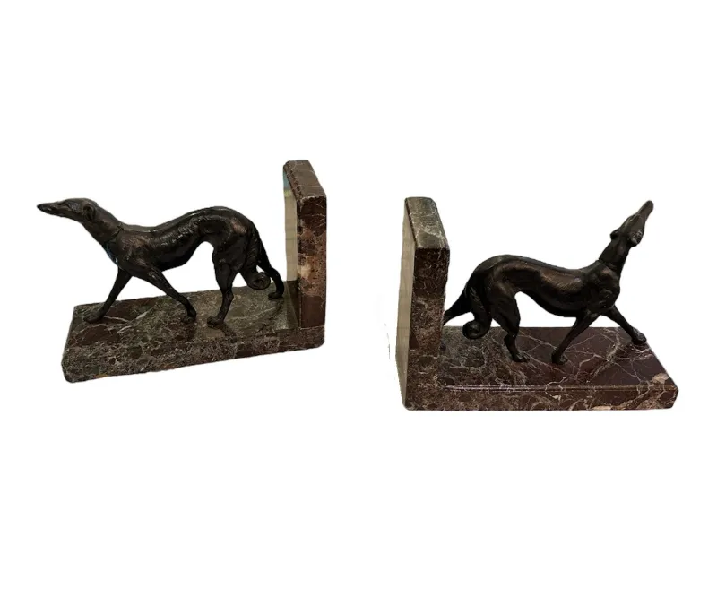 Antiguos aprieta libros decorativos con forma de perros, resistentes y elegantes.