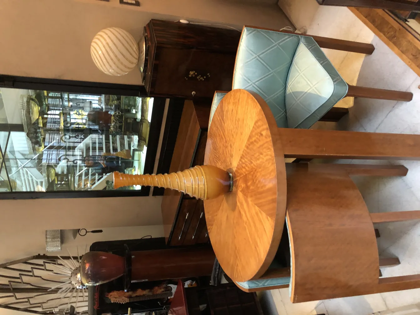 antique vase in soft color on wooden table, elegant atmosphere