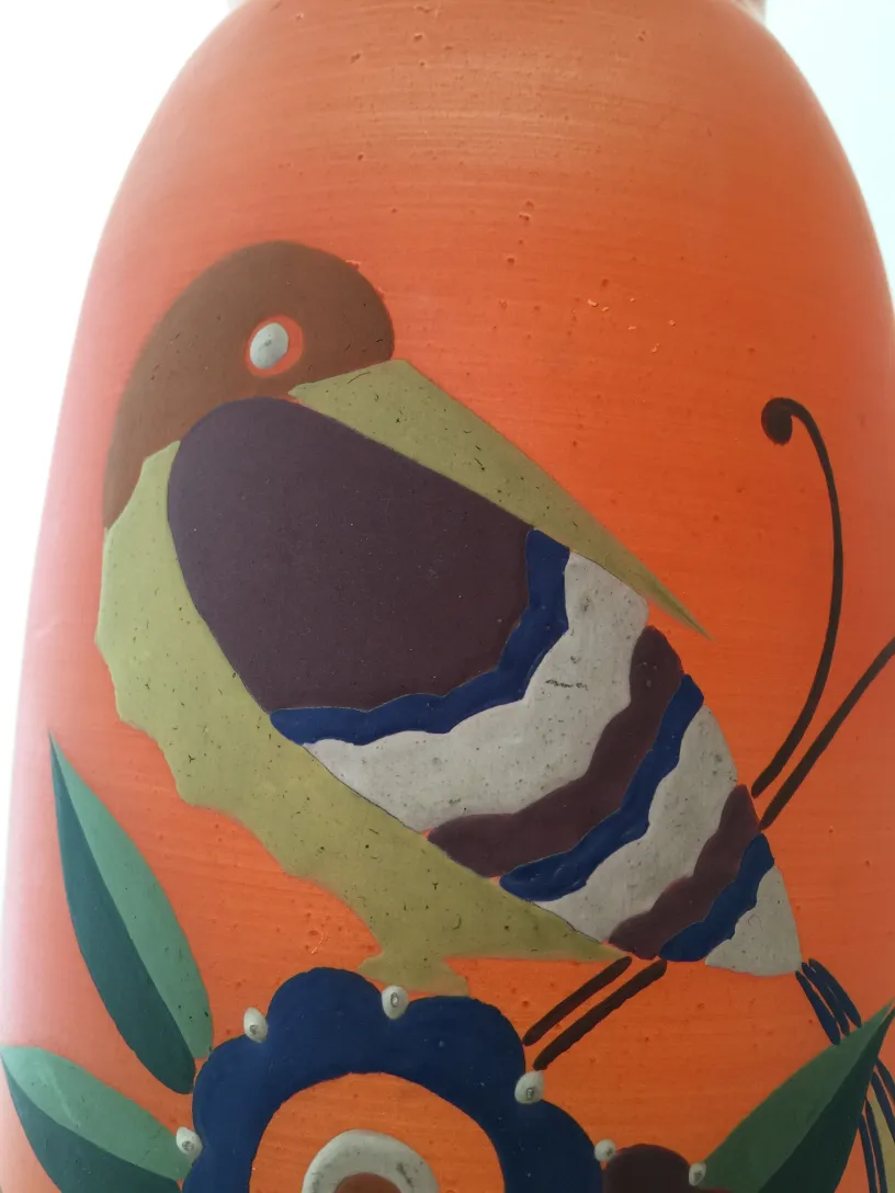 alte vase mit vogels und blumenmustern