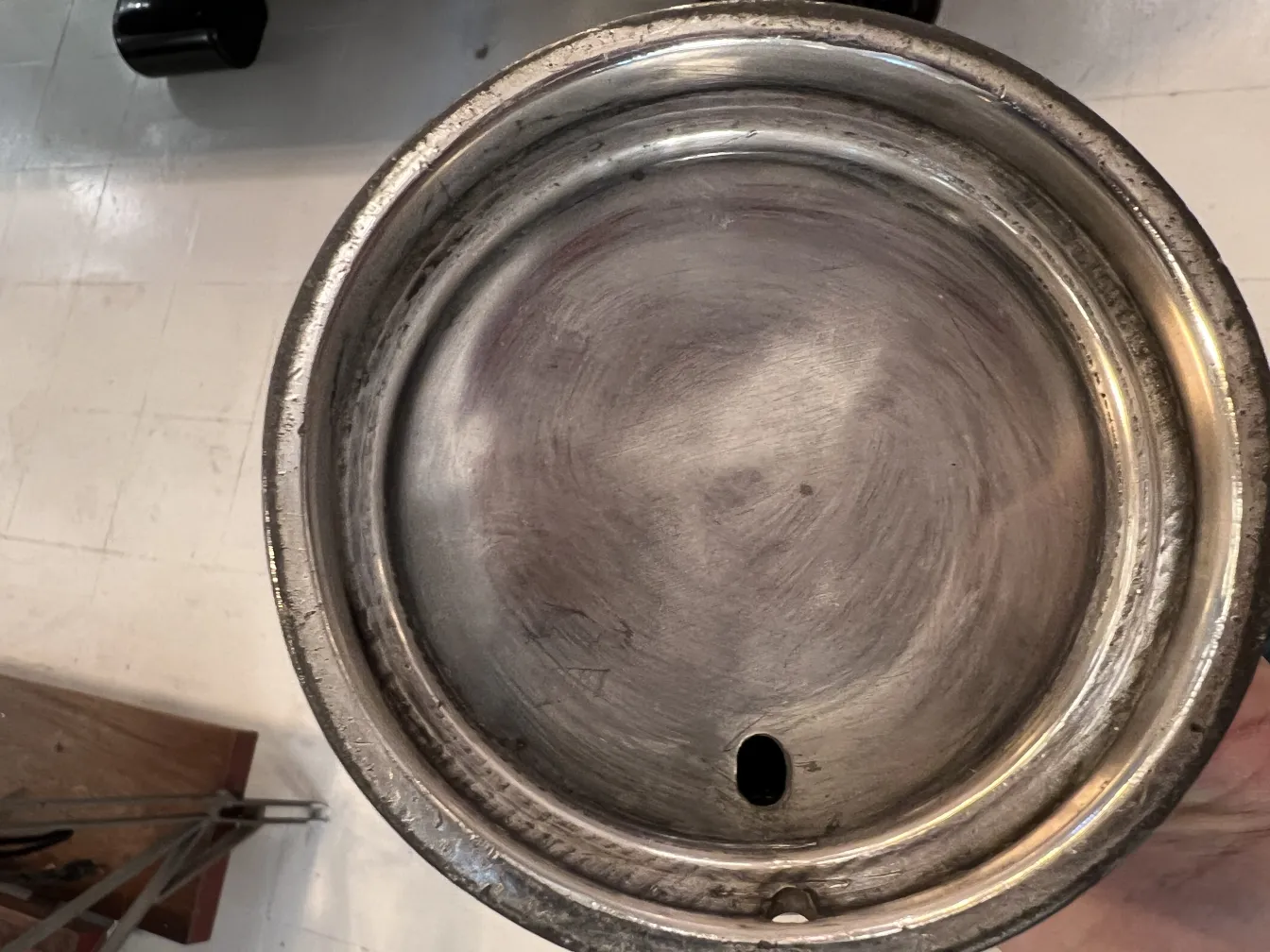 antique round vase with polished surface