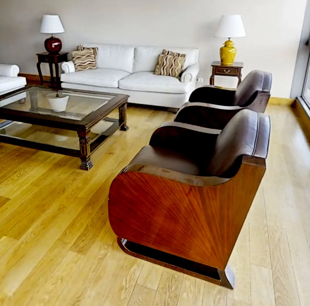 two antique armchairs art deco in a modern living room