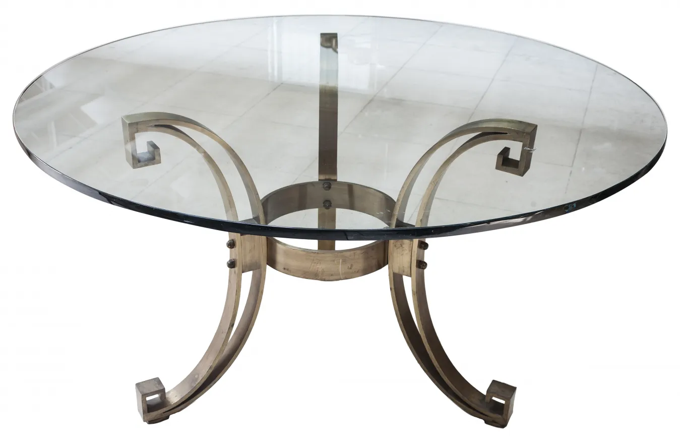 tavolo da pranzo antico Art Deco, design rotondo elegante, per 6 persone, in un ambiente moderno