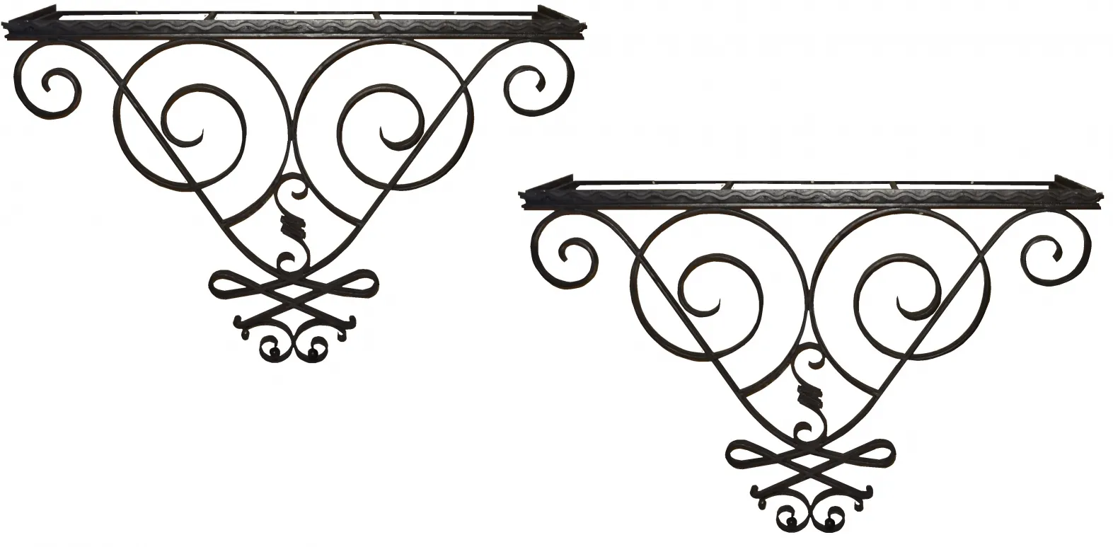 Conjunto de 2 consoles antigas com detalhes decorativos