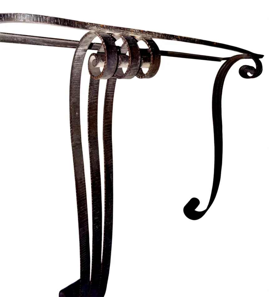 antique art deco console with curved and elegant shape