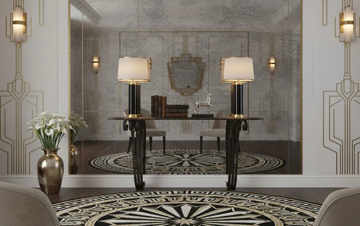 ancien dresuar avec lampes et décorations