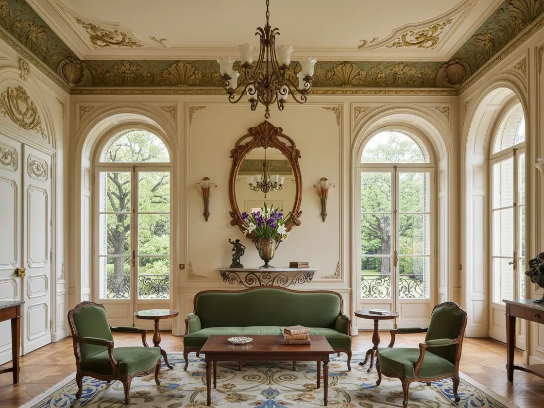 Consola antiga em estilo Art Nouveau em um ambiente elegante