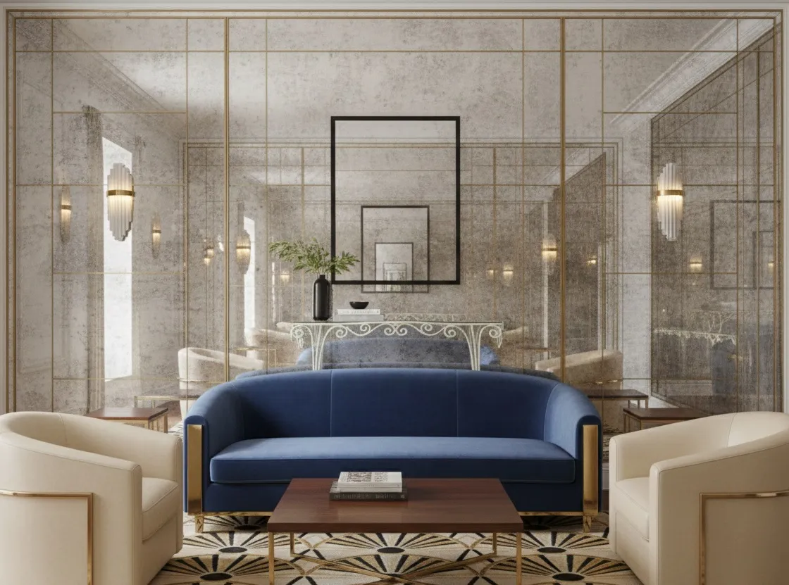 우아한 배경의 고풍스러운 콘솔 거울